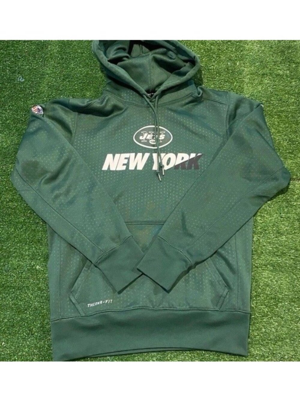 New York Jets hoodie mens small green nike therma fit sweatshirt pullover nfl